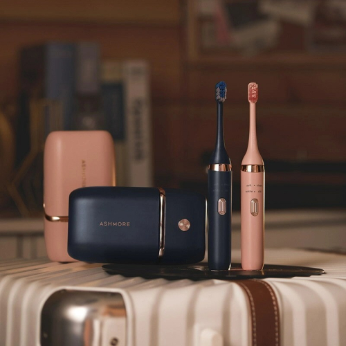 新莊 韓國ASHMORE艾詩摩 AS-TB30 電動牙刷 粉 紫外線牙刷旅行收納盒 杜邦刷毛 翻蓋式收納