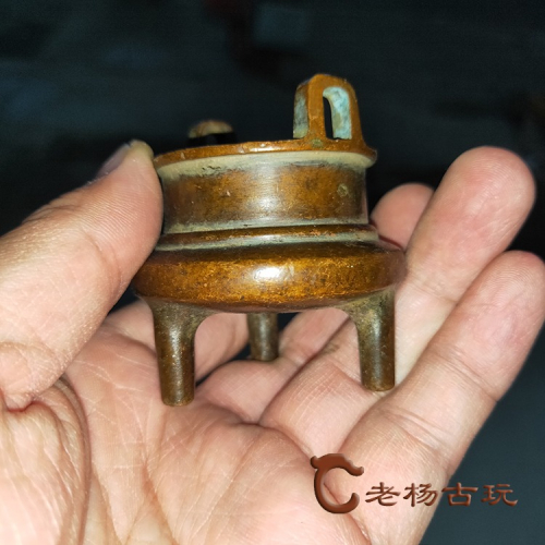 古玩雜項古董收藏仿古做舊銅器明清香爐純銅復古黃銅小擺件老物件
