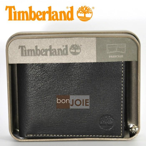 新款 Timberland 紙盒裝上翻式透明窗皮夾 (黑色)(附原廠盒裝) 三折式 短夾 實物拍攝
