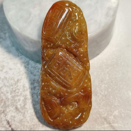 ?大破而立?天然緬甸玉 A貨翡翠-紅黃翡 雙面精雕 錦灰堆/八破圖 現貨實拍優惠特價