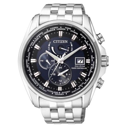 CITIZEN GENTS 時尚風格光動能電波時計腕錶/藍黑/43mm/AT9031-52L