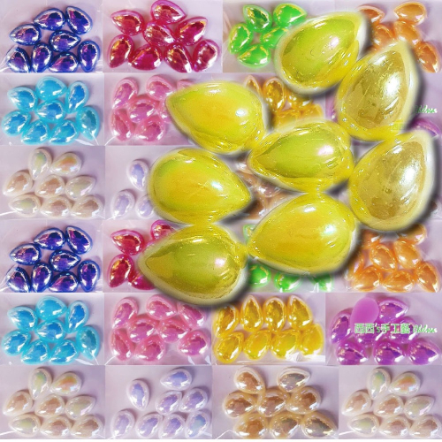 西西手工藝材料 加彩水滴半面貼(6~14mm) 美甲貼片 壓克力貼片 卡片裝飾品配件 手機殼貼飾 水晶指甲貼鑽 滿額免運