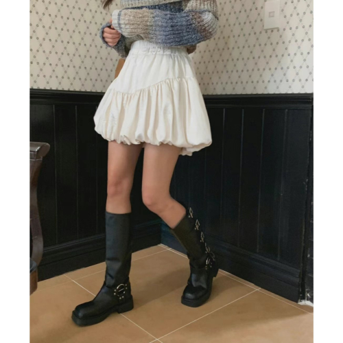 【正韓服飾】百搭打褶泡泡裙