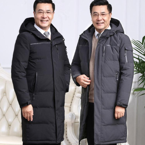 羽絨外套 中老年服男加厚長款過膝爸爸裝中年新款保暖大衣外套批髮