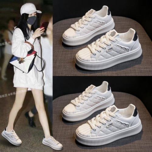 厚底鞋 餅干鞋女款2023年春季潮款板鞋小個子增高休閒鞋小白鞋運動鞋