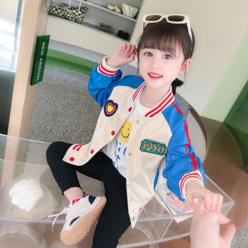 寶貝童裝女童秋款外套女寶寶洋氣時髦秋裝兒童秋季新款貼標棒球服小童夾克