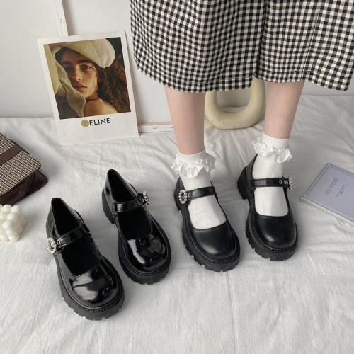 厚底鞋 圓頭小皮鞋女英倫風2023新款春秋日系jk制服正韓瑪麗珍鞋批髮