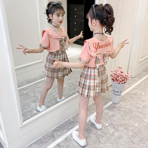 寶貝童裝巴-拉巴-拉女童套裝夏裝2022新款洋氣網紅兒童裝女孩學院風中大