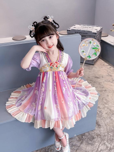 寶貝童裝女童漢服連身裙夏裝兒童夏款中國風古裝超仙裙子洋裝女寶寶雪紡公主裙