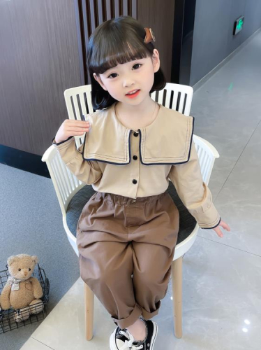 寶貝童裝Next balaba女童套裝2023春秋新款小童正韓學院風洋氣純色二件套